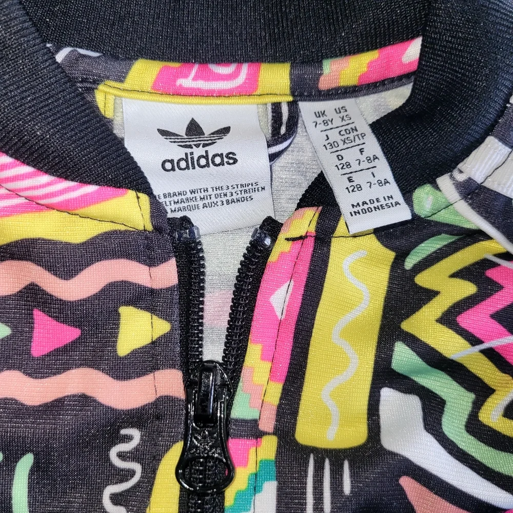 Adidas Cropped SST Full-Zip Track Jacket Girls Size 7-8Y XS